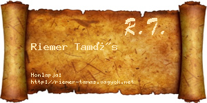 Riemer Tamás névjegykártya